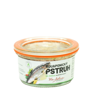Aquaponický pstruh na másle pošírovaný